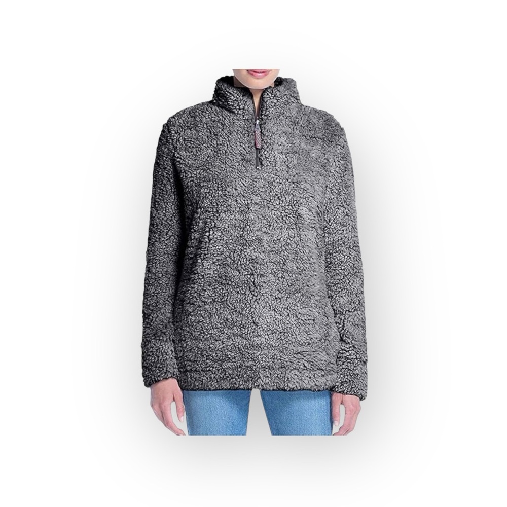 new Weatherproof ๐ Vegan Sherpa 1/4 Zip Pullover Sweatee Sweatshirt ๐ Black - Picture 1 of 16